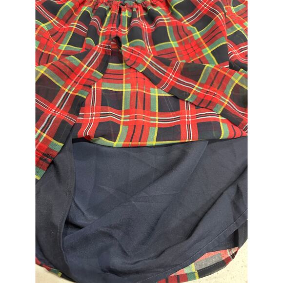 Talbots Christmas Top Blouse Red Black Green Plaid Sheer Ruffle S Holiday Party - Picture 7 of 10